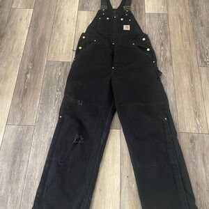 Carhartt Black Overalls with Gold Details